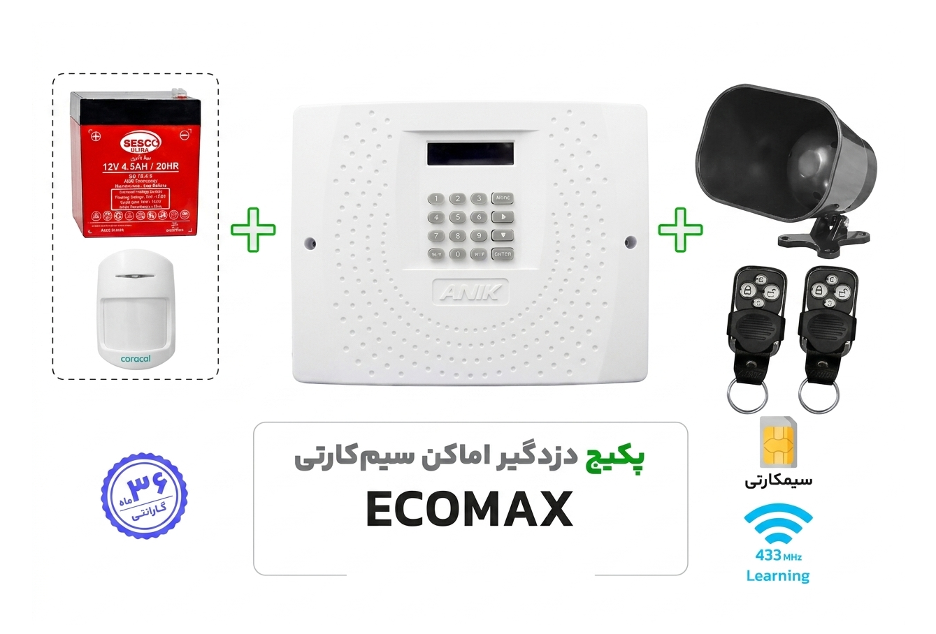 پکیج کامل آماده نصب دزدگیر سیمکارتی آنیک ECO MAX با 3 سال گارانتی