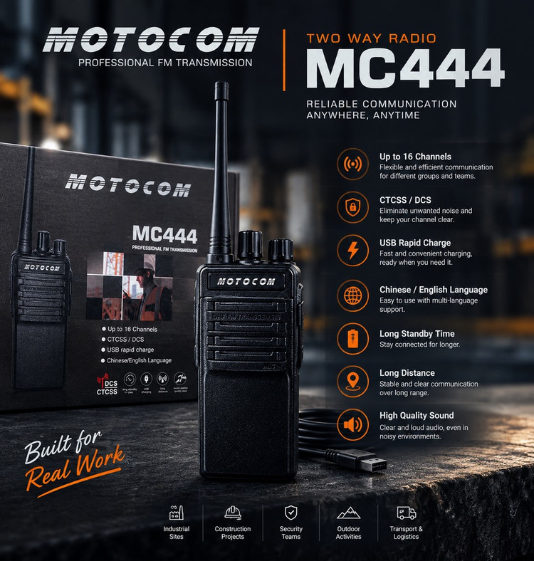 بی سیم دستی برد بلند 16 کانال موتوکام مدل MOTOCOM-MC444 مجوز دار